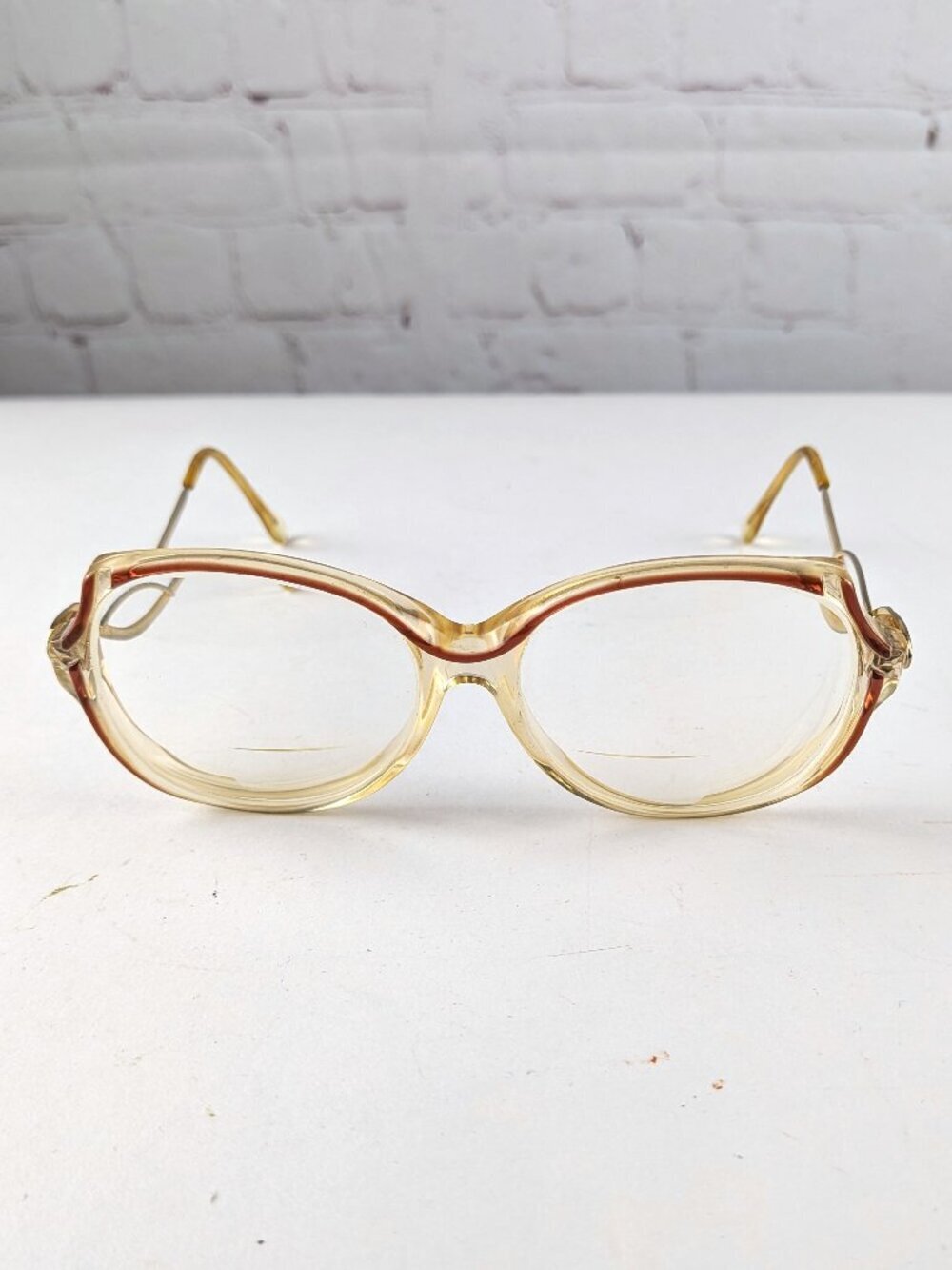 Vintage 80s/90s Women's Bifocal Glasses w/ Red/Brown Accent